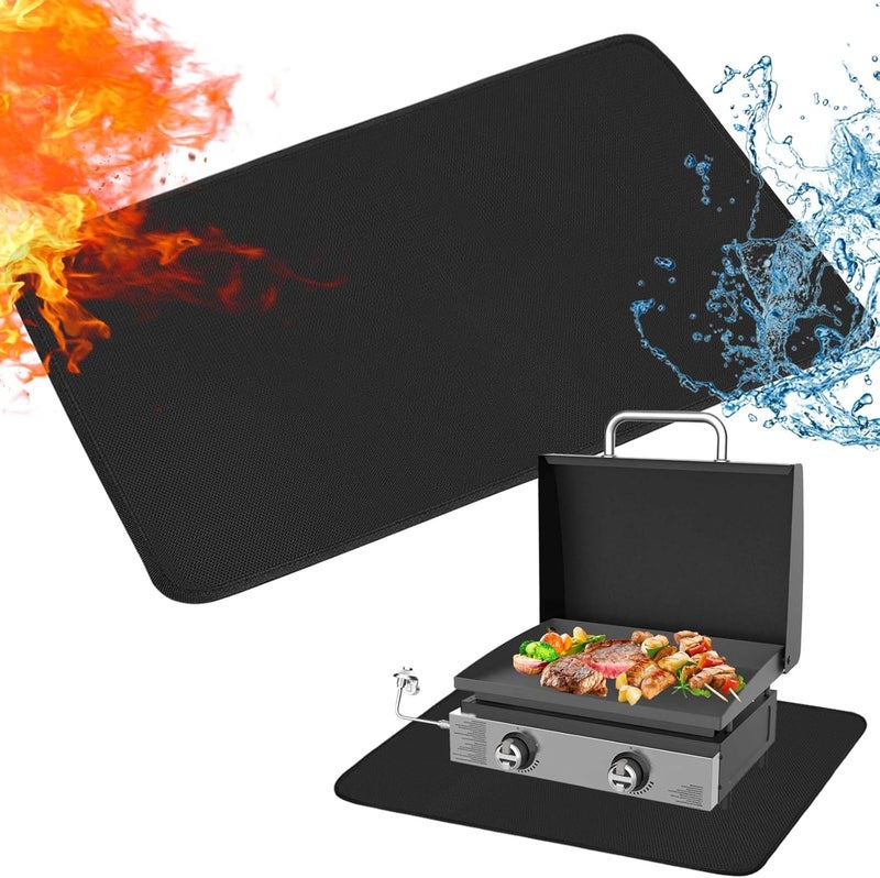 TOHONFOO Heat Resistant Grill Mats for Outdoor Grill Compatible with Blackstone 17 & 22 Inch Griddle to Protect Your Prep Table and Outdoor Grill Table, Fire Proof & Water Proof & Oil Proof BBQ Mat - Image 1